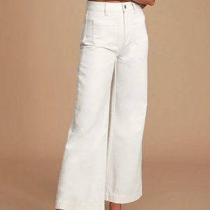 Rolla's Sailor White High-Waisted Cropped Wide-Leg jeans
